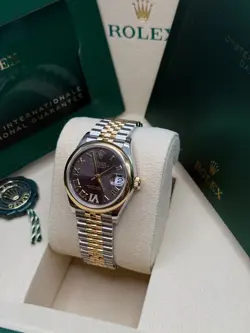 Rolex Datejust 31 Rhodium Pave 6 Diamond Dial TwoTone Yellow Gold Smooth Jubilee