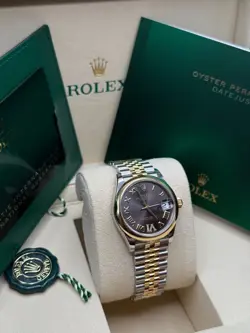 Rolex Datejust 31 Rhodium Pave 6 Diamond Dial TwoTone Yellow Gold Smooth Jubilee