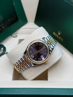 Rolex Datejust 31 Rhodium Pave 6 Diamond Dial TwoTone Yellow Gold Smooth Jubilee