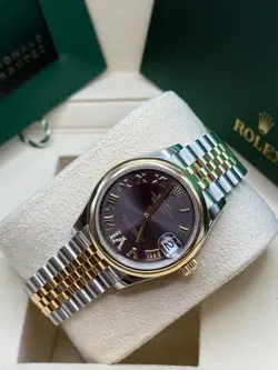Rolex Datejust 31 Rhodium Pave 6 Diamond Dial TwoTone Yellow Gold Smooth Jubilee