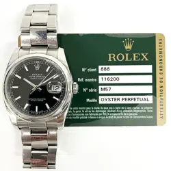 ROLEX DATEJUST 36MM STEEL - BLACK DIAL - OYSTER BRACELET 116200