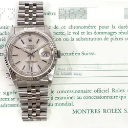 ROLEX DATEJUST 36MM STEEL - FLUTED BEZEL - SILVER DIAL - JUBILEE BRACELET 16234