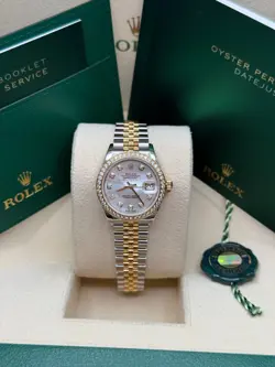 ROLEX LADY-DATEJUST 28 MOP DIAMOND DIAL TWO TONE YELLOW GOLD DIAMOND JUBILEE