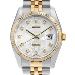 ROLEX DATEJUST 10P DIAMOND 116233G SILVER CARVING COMPUTER 5 ROW JUBILEE BRA...