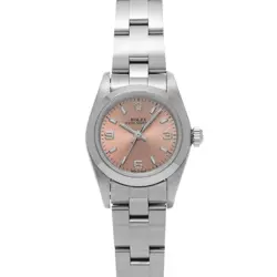 USED ROLEX OYSTER PERPETUAL 76080 PINK CASE SIZE 24×24MM LADIES WATCH #211218