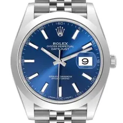 ROLEX DATEJUST 41 BLUE DIAL STEEL MENS WATCH 126300 BOX CARD