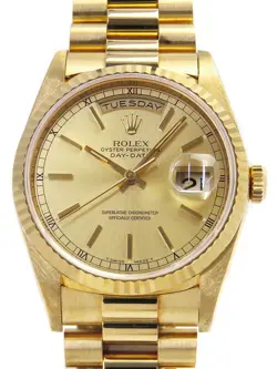 USED ROLEX DAY DATE 18238 GOLD CASE SIZE 36MM MEN'S WATCH #211418