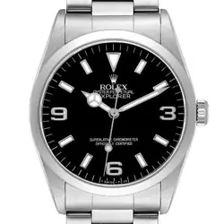 ROLEX EXPLORER I BLACK DIAL STEEL MENS WATCH 14270 BOX PAPERS