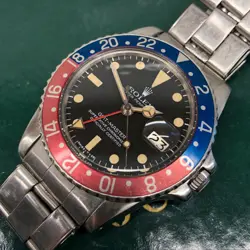 1978 ROLEX GMT MASTER 1675 MK 5 PEPSI MATTE DIAL STEEL AUTOMATIC WRISTWATCH