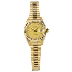 ROLEX OYSTER PERPETUAL DATEJUST 26MM 18KT YELLOW GOLD FACTORY DIAMOND DOT 69178