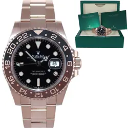 2021 MINT ROLEX GMT MASTER ROSE GOLD CERAMIC ROOT BEER 126715 WATCH BOX