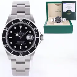 2006 MINT PAPERS ROLEX SUBMARINER DATE 16610 STEEL BLACK 40MM WATCH BOX