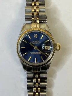 1968 ROLEX OYSTER PERPETUAL 6516 TWO TONE 18K SS BLUE DIAL