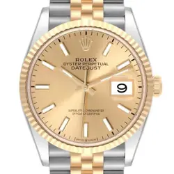 ROLEX DATEJUST STEEL YELLOW GOLD CHAMPAGNE DIAL MENS WATCH 126233
