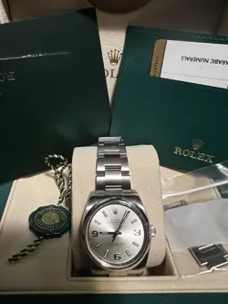 ROLEX OYSTER PERPETUAL 114200 STAINLESS OYSTER SILVER DIAL AUTOMATIC 34MM