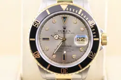 1997 ROLEX SUBMARINER 16613 SILVER SERTI DIAMOND DIAL TT OYSTER NO PAPERS 40MM