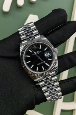 2022 ROLEX DATEJUST 41MM 126334 BLACK DIAL JUBILEE FLUTED BEZEL BOX & PAPERS