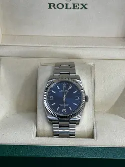 ROLEX OYSTER PERPETUAL 36 MM BLUE DIAL STAINLESS STEEL BRACELET AUTOMATIC MEN'S