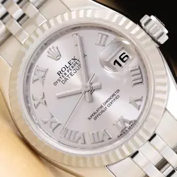 ROLEX LADIES DATEJUST 179174 SILVER ROMAN DIAL 18K GOLD STEEL JUBILEE WATCH