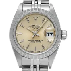 ROLEX OYSTER PERPETUAL DATE 69240 SILVER TAPESTRY LADIES #W3116