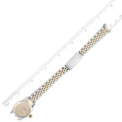 ROLEX DATEJUST STEEL YELLOW GOLD CHAMPAGNE LINEN DIAL LADIES WATCH 69173