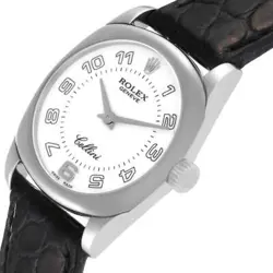 Rolex Cellini Danaos White Gold Black Strap Ladies Watch 6229