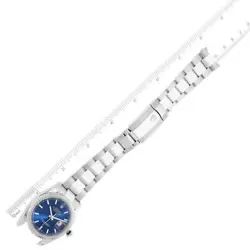 ROLEX DATEJUST STEEL WHITE GOLD FLUTED BEZEL BLUE DIAL MENS WATCH 116234