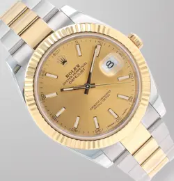 ROLEX MENS DATEJUST 41 TWO TONE CHAMPAGNE DIAL FLUTED OYSTER BAND 126333 W/ CARD