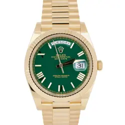 2024 PAPERS ROLEX DAY-DATE PRESIDENT 18K YELLOW GOLD GREEN ROMAN 40MM 228238 BOX