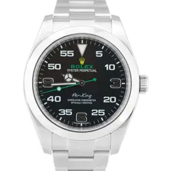 MINT ROLEX AIR-KING 40MM GREEN BLACK STAINLESS STEEL AUTOMATIC WATCH 116900