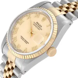 Men's Rolex 36mm DateJust Two Tone 18K Gold / Steel Wristwatch with Cream Dial.