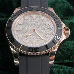 2025 NEW UNWORN Rolex Yacht Master Diamond Pave Rose Gold Ceramic 126655-0005