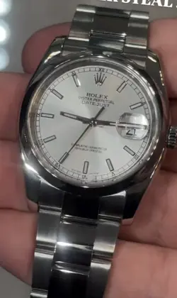 ROLEX DATEJUST 36MM  OYSTER SILVER ROMAN DIAL 116200