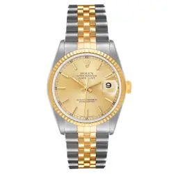 MEN'S ROLEX 36MM DATEJUST 18K GOLD / STEEL WRISTWATCH WITH CHAMPAGNE DIAL.