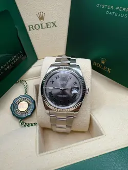 Rolex Datejust 41 Wimbledon Mint Roman Dial Stainless Steel Fluted Bezel Oyster