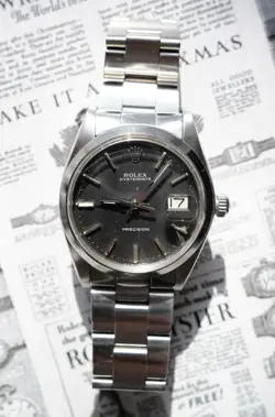 ROLEX OYSTERDATE PRECISION 6694 BLACK STAINLESS STEEL MANUAL WRISTWATCH
