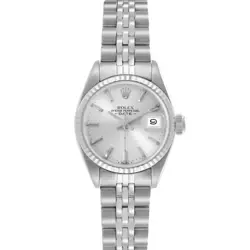 ROLEX DATE STEEL WHITE GOLD SILVER DIAL VINTAGE LADIES WATCH 6917