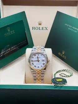 ROLEX DATEJUST 36 NEW 2025 WHITE ROMAN DIAL TWO TONE YELLOW GOLD JUBILEE