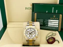 ROLEX DAYTONA 116523 WHITE DIAL 18K YELLOW GOLD STAINLESS STEEL BOX PAPER