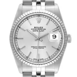 ROLEX DATEJUST SILVER DIAL STEEL WHITE GOLD MENS WATCH 16234