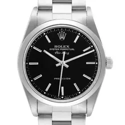 ROLEX AIR KING BLACK DIAL SMOOTH BEZEL STEEL MENS WATCH 14000 PAPERS
