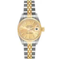 ROLEX DATEJUST CHAMPAGNE DIAL STEEL YELLOW GOLD LADIES WATCH 69173 PAPERS
