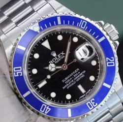 ROLEX SUBMARINER BLACK DIAL BLUE BEZEL STAINLESS STEEL 