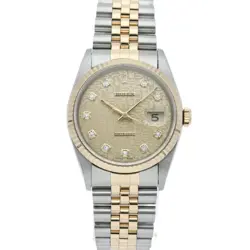 ROLEX Datejust men's watch 10P diamond computer 16233G(S) Box Warranty K18YG...
