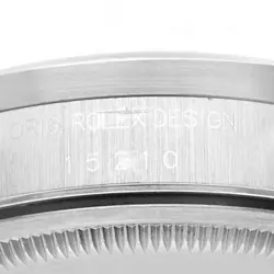 ROLEX DATE SILVER DIAL ENGINE TURNED BEZEL STEEL MENS WATCH 15210
