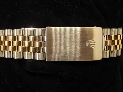 Rolex Datejust Mens 2Tone 18K Yellow Gold Stainless Steel Watch Linen Dial 16013