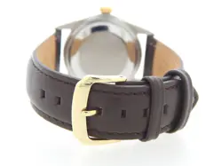 Vintage Mens Rolex Datejust 1601 Two-Tone Watch Gold Champagne Dial Brown Strap