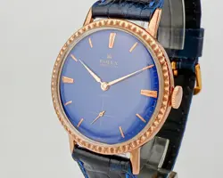 VINTAGE BLUE DIAL ROLEX MARCONI MEN'S WATCH 18K GOLD PLATED FROM 40'S SERVICED !
