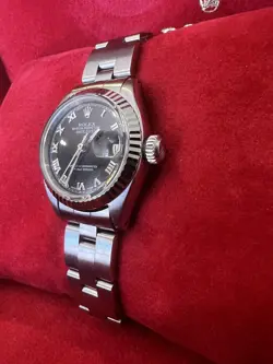Ladies Rolex Oyster Perpetual Datejust Watch 26mm Black Roman Numeral