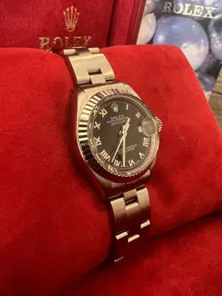 Ladies Rolex Oyster Perpetual Datejust Watch 26mm Black Roman Numeral